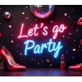 thumbnail image 3 of LUUFILx Let's Go Party Neon Backdrop Banner High Heels Disco Decoration Background for Girls Night Out Celebration Party Supplies Lipstick Props, 3 of 7