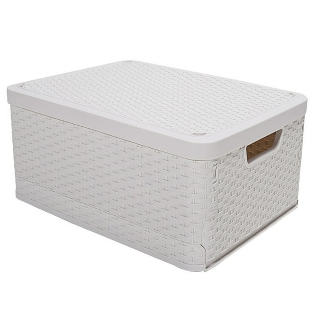 Caja de almacenaje Irfora Caja de almacenamiento plegable blanca, contenedor organizador de caja de almacenamiento impermeable con dos asas, caja de utilidad apilable de plástico plegable, contenedor Irfora Caja de almacenaje