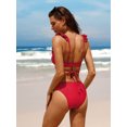 thumbnail image 5 of Charmo Womens Ruffle Bikini Sets Tie Back Two Piece Bathing Suit Push Up Swimsuit, 5 of 5