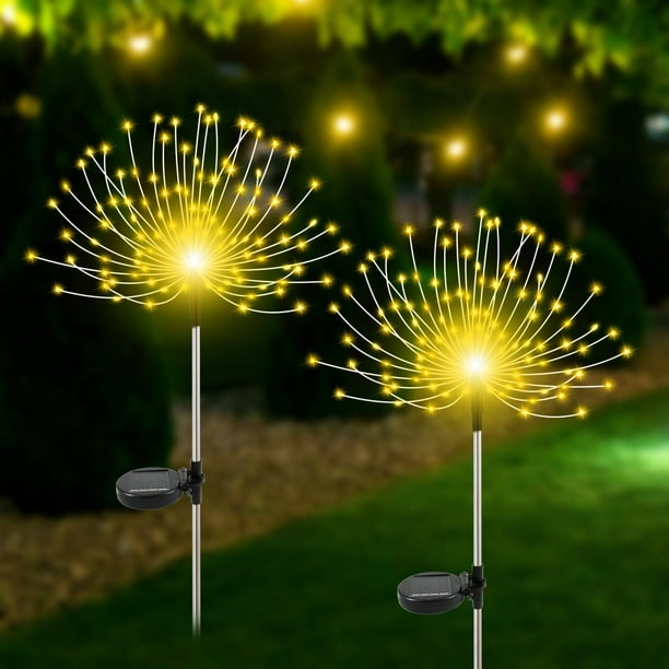 Luces solares para jardín Slyuexu, 120 LED, impermeables, paquete de 2