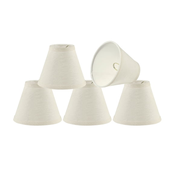 Aspen Creative 32127-5 Small Hardback Empire Shape Chandelier Clip-On Lamp Shade Set (5 Pack), Transitional Design in Off White, 6" bottom width (3" x 6" x 5")