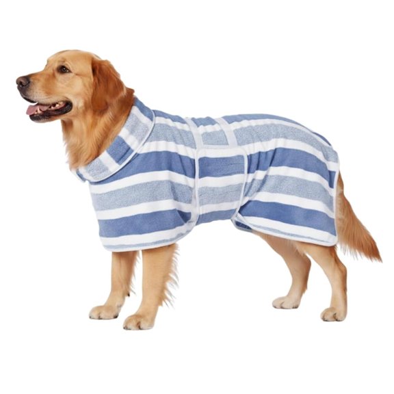 Quick-Drying Dog Bathrobe, Super Absorbent Pet Towel Robe with Adjustable Belly Band, Soft Fast Drying Dog Bath Wrap for Small Medium Large Dogs