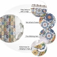 thumbnail image 3 of Vintage Mediterranean Bathroom Shower Curtains with 12 Hooks Polyester Waterproof Shower Curtain for Stalls and Bathtubs Blue and Yellow Tiles Texture Decorative Bathroom Privacy Curtain 48x72 Inches, 3 of 9