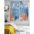 thumbnail image 4 of Sea Corals Seahorse Sheer Curtains 63 Inch Long 2 Panels, Summer Beach Sea Stars Blue Stripes Light Filtering Rod Pocket Curtains, Sheer Voile Drapes for Living Room Bedroom, 52"x63", 4 of 8