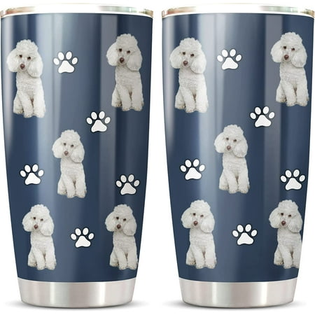 

Athenstics Poodle Tumbler - White Poodle Tumblr Gift For Women & Men Dog Print Cups Leak Proof Tumbler Dog Travel Coffee Cup Thermos With Dogs Insulated Iced Coffee Cup