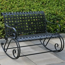 International Caravan Mandalay Iron Patio Rocker Loveseat in Black