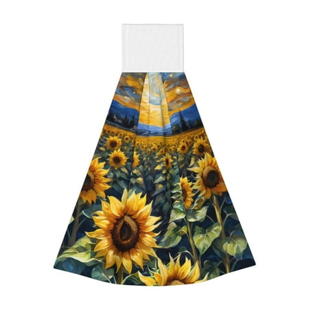 

Jgfou Starry Sky Moon Sunflower Print Coral Fleece Microfiber Hanging Hand Towel Soft Premium Dishcloths Multi-Purpose Dust and Stain Removal Cleaning Supplies