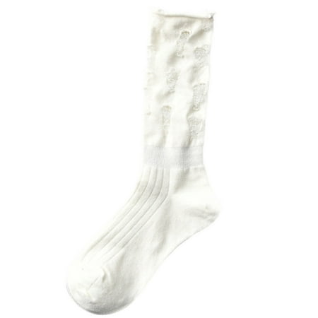 

Women Gothic Punk Ripped Hole Calf Socks Harajuku Bright Solid Color Lolita Distressed Destroyed Middle Tube Stockings