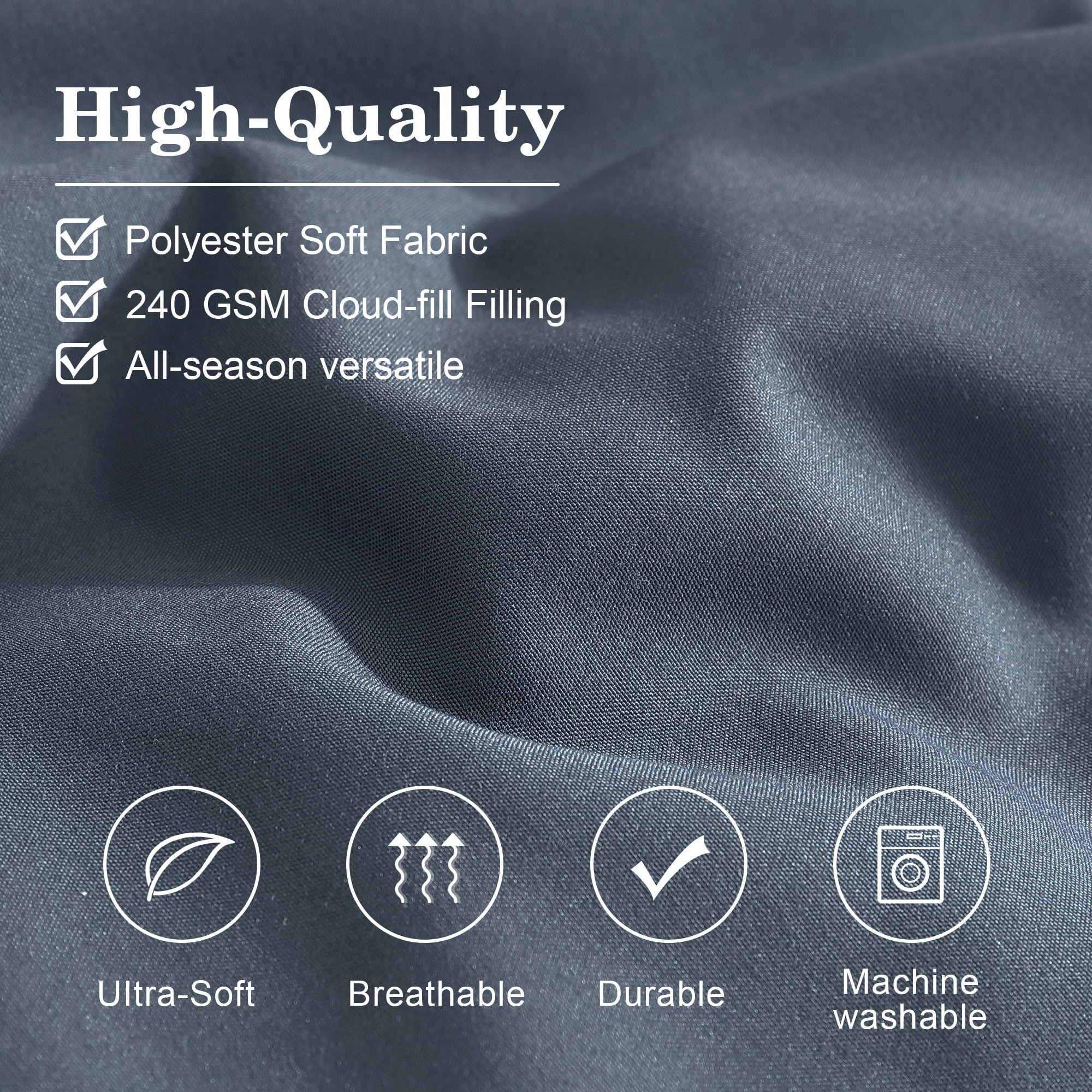 Amberspace 7-piece Bed in a Bag Comforter Set with Sheets,Blue Gray,Full