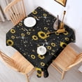 thumbnail image 2 of Black Yellow Star Sunflower Pattern Square Tablecloth,Waterproof Square Table Cover,Wipeable Spillproof Washable Table Cover for Home Kitchen Party Decor 52"x52"(132x132cm), 2 of 6