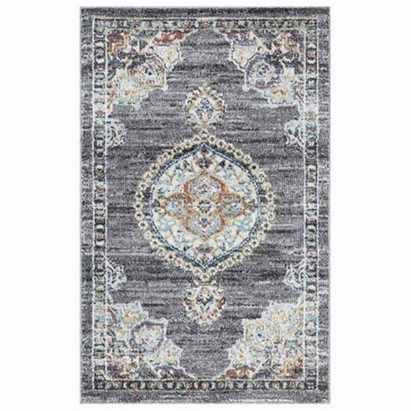 Concord Global Trading 72765 3 x 7 ft. Vintage Oushak Medallion Rectangle Area Rug, Gray