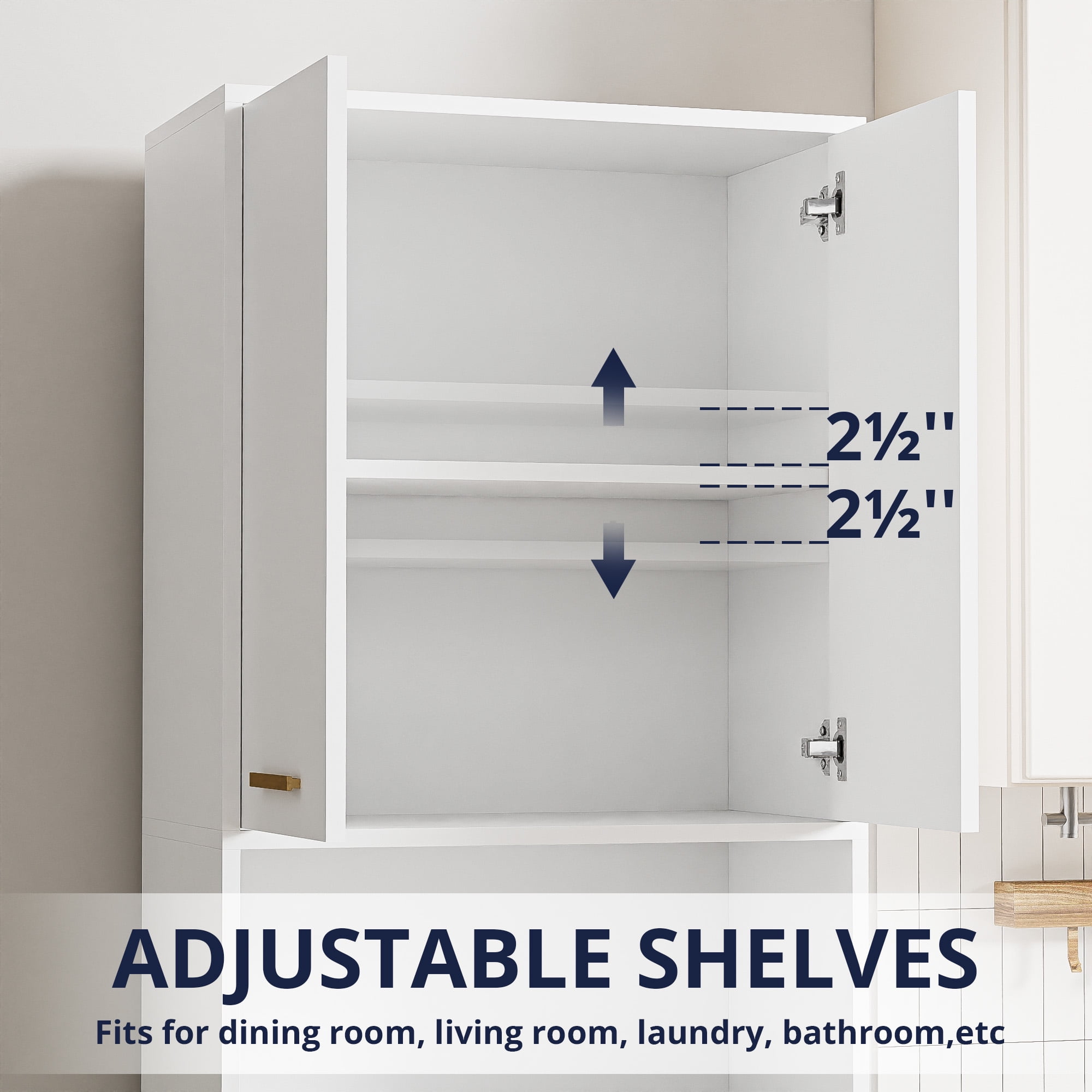 Cozy Castle 75" Pantry Cabinet with Adjustable Shelf, Space-Saving Storage Cabinets for Kitchen, Living Room or Bathroom, White