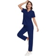 thumbnail image 3 of Niaahinn Women's Scrubs Set - V-Neck Top & Drawstring Jogger Scrub Pant for Nursing Uniforms, 9 colors, 3 of 7