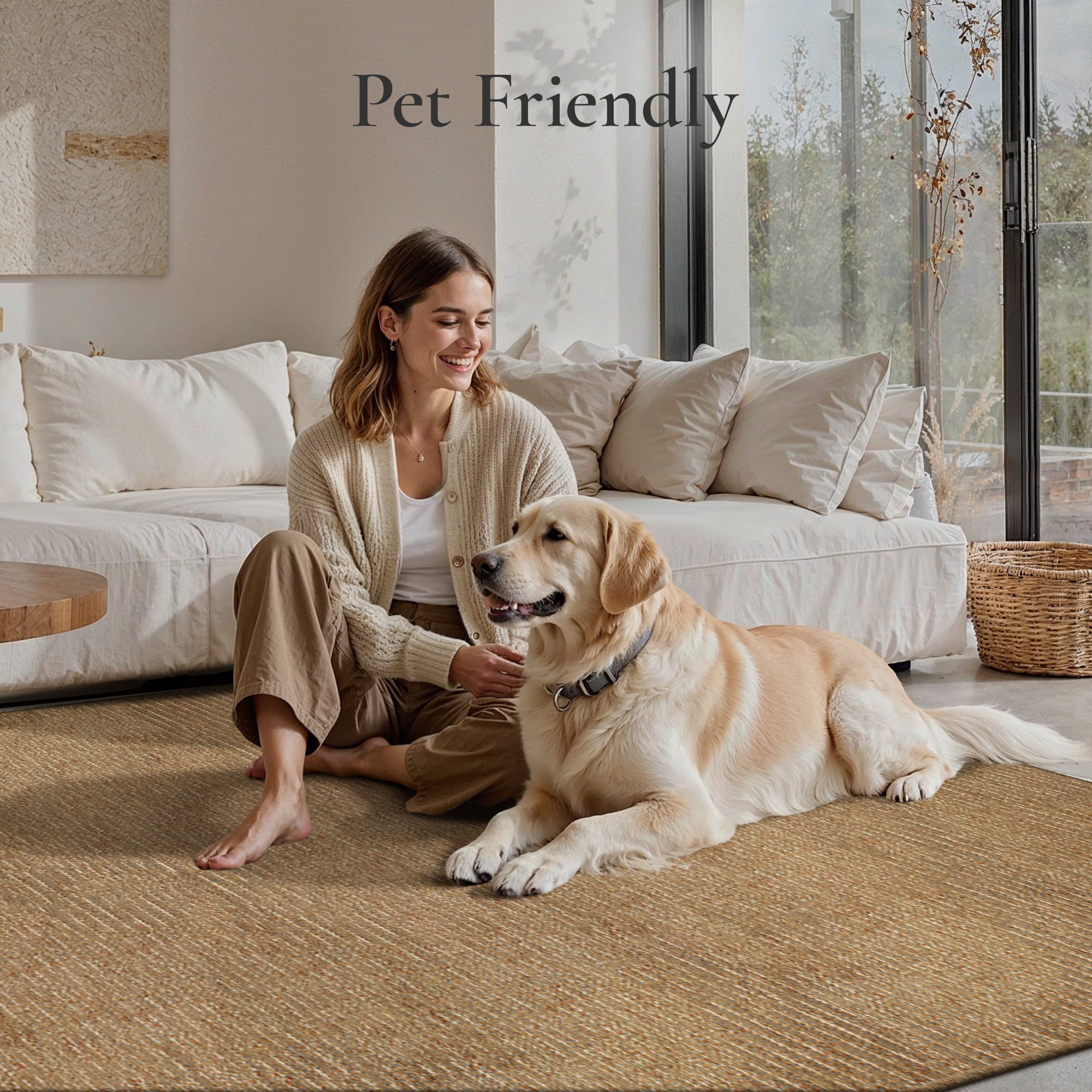 KUETH 8x10 Handwoven Natural Fiber Area Rug, Woven Natural Style Rug, Machine Washable Non-Slip for Living Room、 Bedroom and Dining Room.