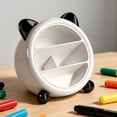 thumbnail image 3 of 1Pcs 7.5in Round Base Cat Ear Desktop Storage Caddy, Multi Grid Slant Opening Stationery Holder, Glossy Plastic Desk Organizer For Office Supplies & Small Cosmetics, 3 of 4