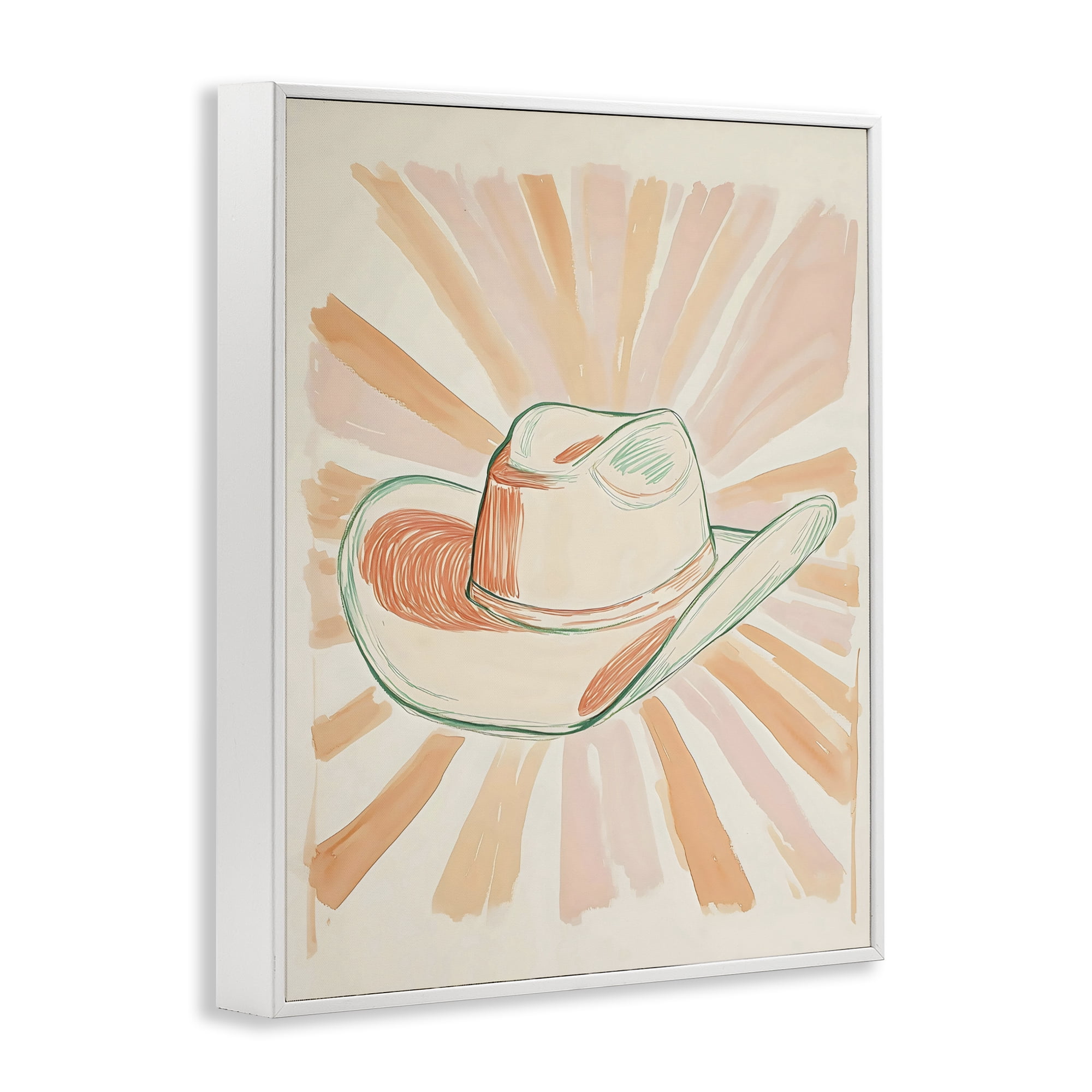 Stupell Industries Sunburst & Cowboy Hat White Framed Giclee Art, design by The Prints Vibe