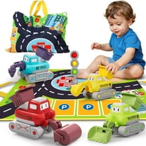 Toys for 1 Year Old, Construction Vehicle Toy Cars For Toddlers, Toy Cars with Playmat Storage Bag, Pull Back Cars Baby Toys, Press And Go Toy Cars