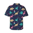 thumbnail image 3 of Uemuo Cartoon Dinosaur Printed Regular Fit Short Sleeve Casual Hawaiian Shirt for Men,Aloha shirt,Tropical shirt,Floral print shirt,Vacation Beach shirt-X-Large, 3 of 9