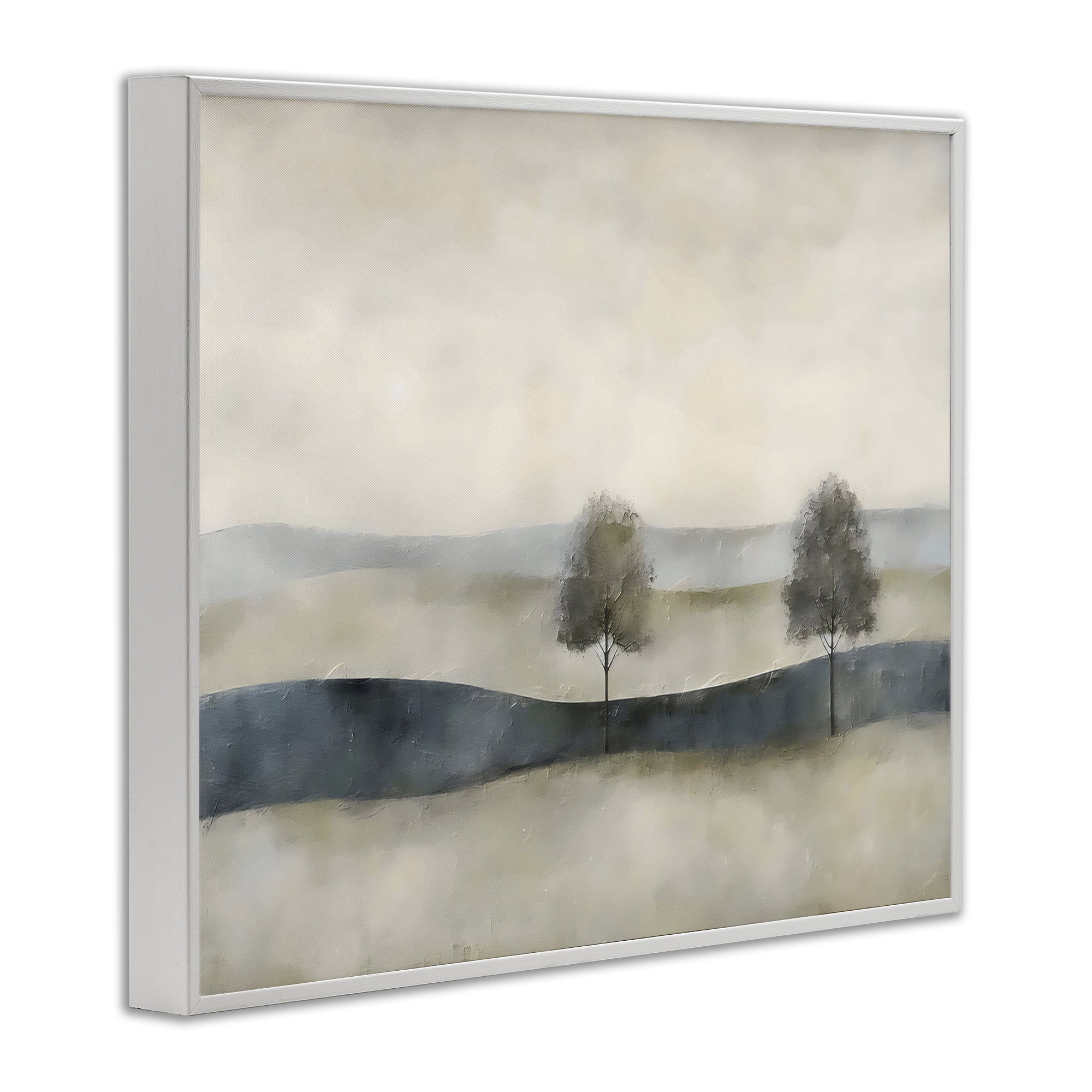 Stupell Industries Muted Horizon with Trees White Framed Giclee Art, design by Riley B