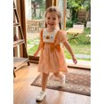 thumbnail image 5 of RUINIXCW Toddler Baby Girl Halloween Dress Outfit Infant Baby Girl Summer Fall Gingham Plaid Dress Clothes Cute Pumpkin Embroidery Puff Short Sleeve A Line Dress, 5 of 9
