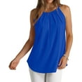 thumbnail image 2 of Womens Pleated Tank Tops Spaghetti Strap Camisole Halter Tops Curved Hem Fashion 2025 Blue XL, 2 of 9