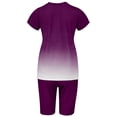 thumbnail image 4 of Innerwin Sweatsuits Solid Color Women Jogger Set Running Short Sleeve Loose Two Piece Outfit Purple L, 4 of 5
