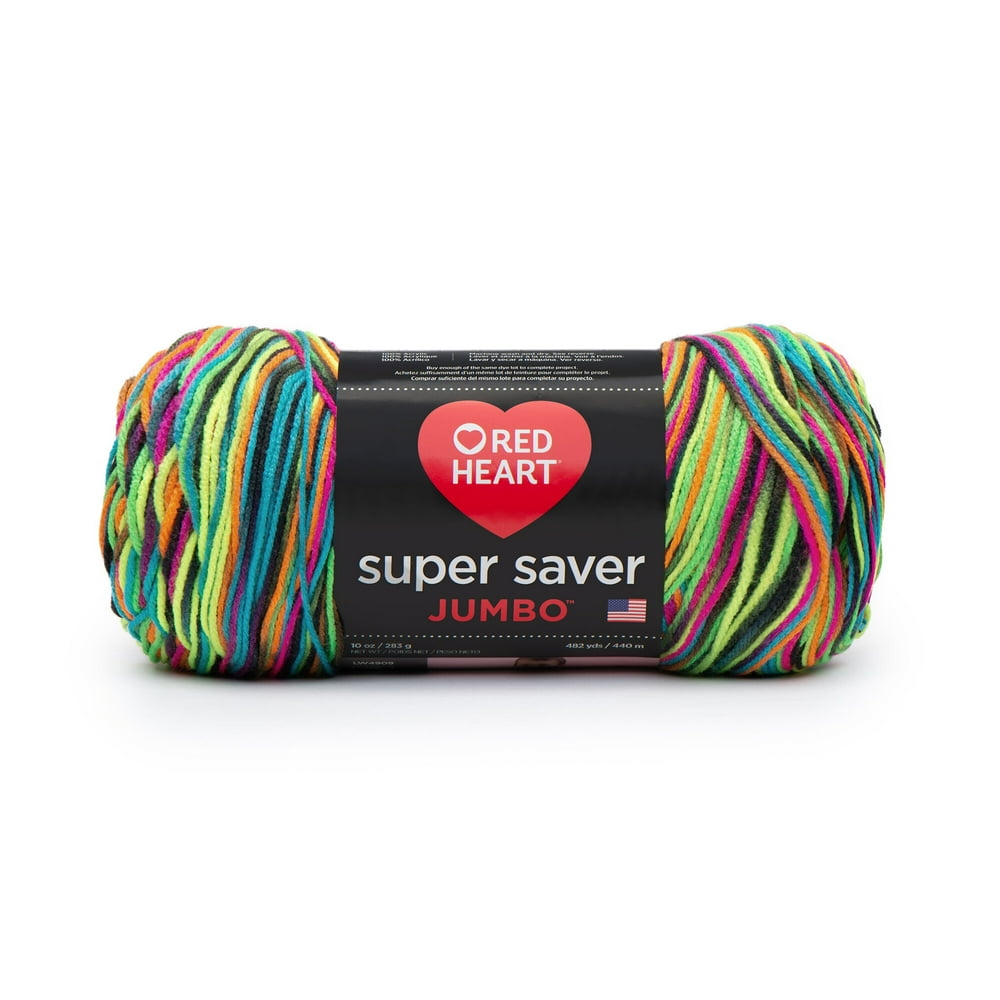 Red Heart Super Saver Jumbo Yarn, Blacklight, 10oz(238g), Medium