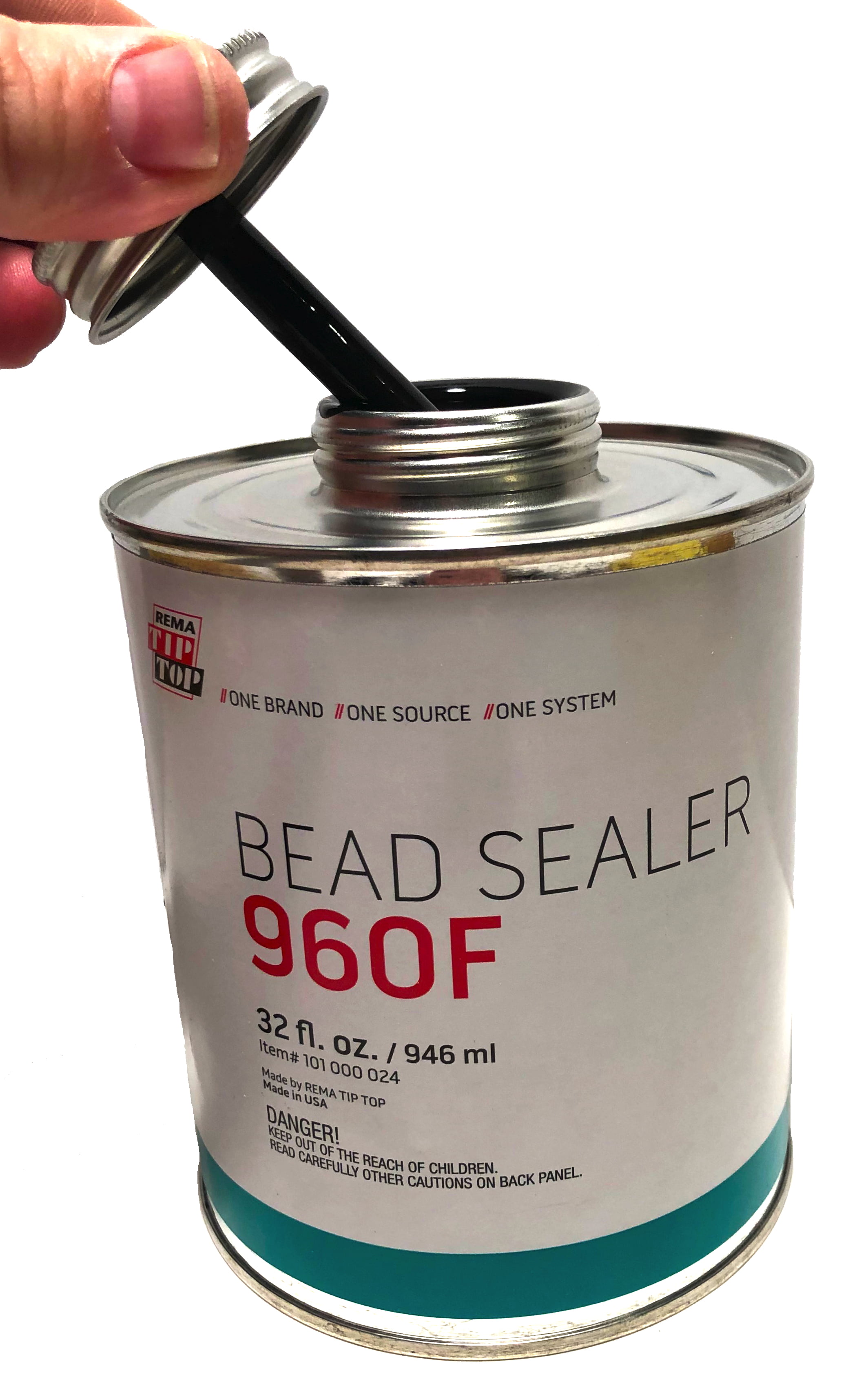 Two cans of REMA 960F Tire Bead Sealer, Rim Sealer 32 fl oz can - Brush Top  