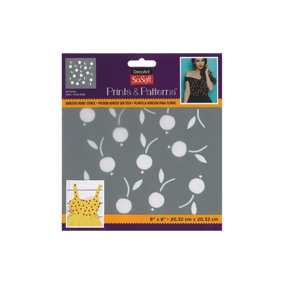Decoart SoSoft Fabric Stencil 8x8" Tart Cherries