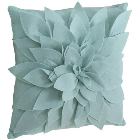 Aqua Boudoir Pillow - Sara's Garden Petal Decorative Throw Pillow. 17 Inch Square (Aqua, Case+Insert)