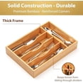 thumbnail image 3 of Bamboo Kitchen Drawer Organizer, 11 Inch Silverware Utensils Tray Holder with Grooved Dividers, 2.4" High Wood Caddy for Flatware Cutlery Knives, 3 of 6