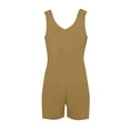 thumbnail image 5 of Feancey Casual Rompers for Women Summer Sleeveless V Neck Shorts Overalls Solid Color Loose One-Piece Jumpsuit Trendy Vacation Outfit with Pockets Spring Sale 2025 Khaki XL, 5 of 10