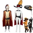 thumbnail image 2 of Disfraz de gato con botas, disfraz de espada, disfraz de gato para niños, capa, sombrero, mono, traje de fantasía, disfraz de Halloween para niños, 2 of 5