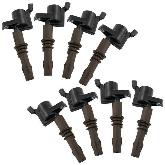 TRQ Engine Spark Ignition Coil Direct Fit Brown Boot Set of 8 for Ford Truck SUV ICA64511 Fits select: 2008-2010 FORD F150, 2008-2010 FORD F250