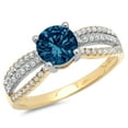 thumbnail image 2 of 1.27 ct Round Cut Natural London Blue Topaz Solitaire with Accents Engagement Ring for Women in 18K Yellow/White Gold, 2 of 2