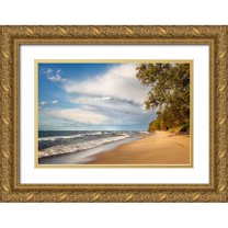 Collins, Ann 32x23 Gold Ornate Wood Framed with Double Matting Museum Art Print Titled - USA-Michigan-Munising Receding storm clouds at Pictured Rocks National Lakeshore