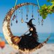 thumbnail image 1 of Witch With Crystal Pendant Acrylic Wall Hanging Home Decoration, 1 of 3