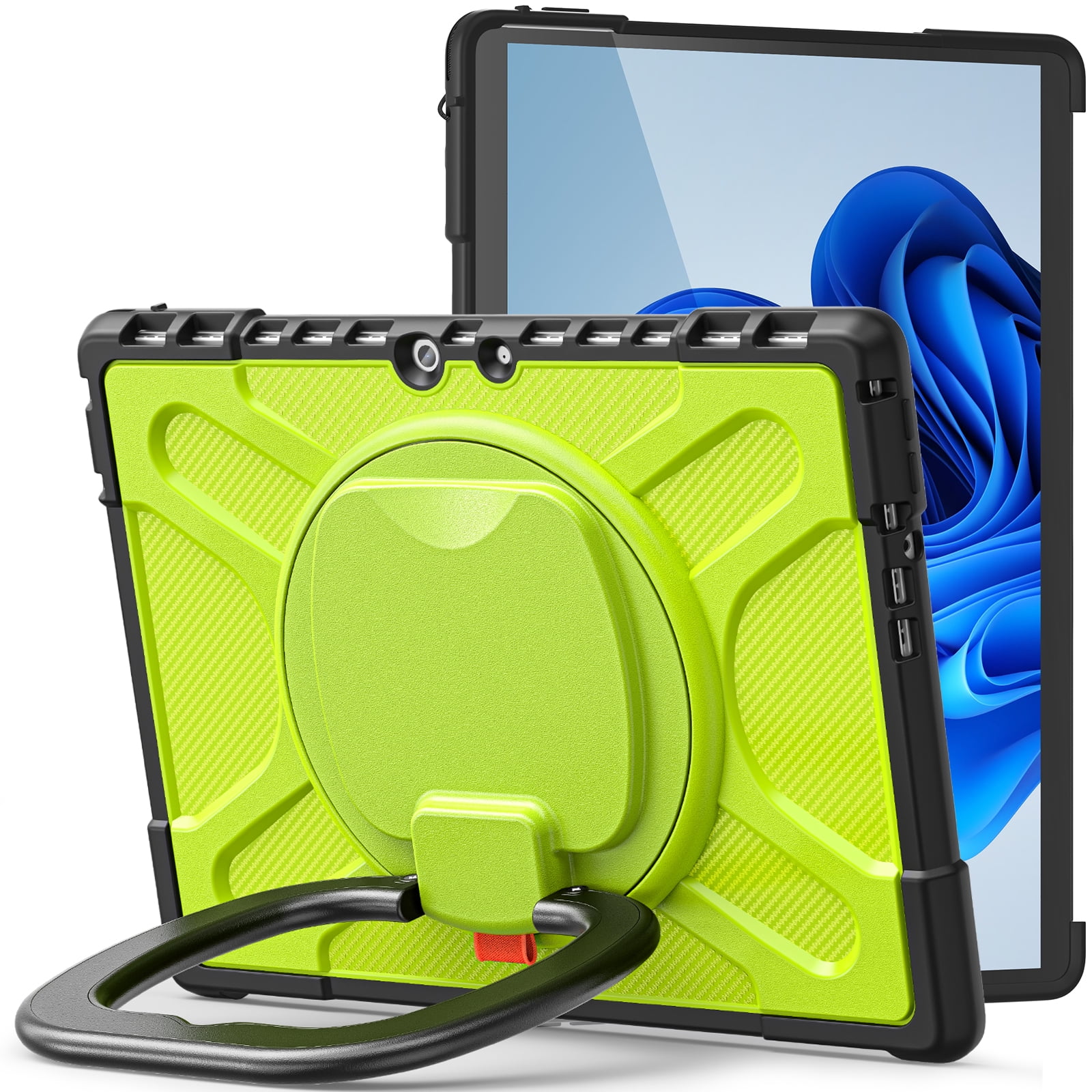 Rugged Protective Case for Microsoft Surface Pro 8 13.0-inch, Heavy Duty Shockproof Case with 360 Swivel Kickstand & Hand Strap, Compatible with Type