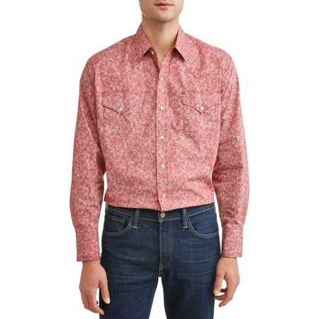 Gear Western Shirt - Plains Men's Long Sleeve Paisley Print Western Shirt, up to Size 4XL