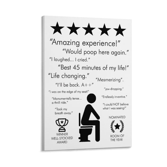 Funny Bathroom Toilet Reviews Canvas Wall Art Prints Poster (2) Gifts Photo Picture Painting Posters Room Decor Home Decorative