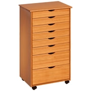 Adeptus Original Roll Cart, Solid Wood, 6+2 Drawer Extra Wide Roll Cart, Med Pine