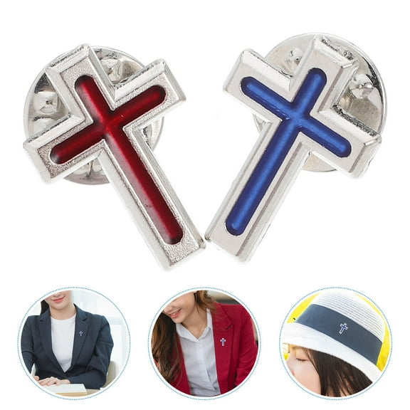 MERRYHAPY 2-Pack Men’s Cross Pin Brooch Set Elegant Suit Lapel Pins Stylish Accessories for Jackets and Shirts