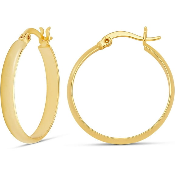 Tilga 14K Gold or Sterling Silver Plated Polished Dome Hoop