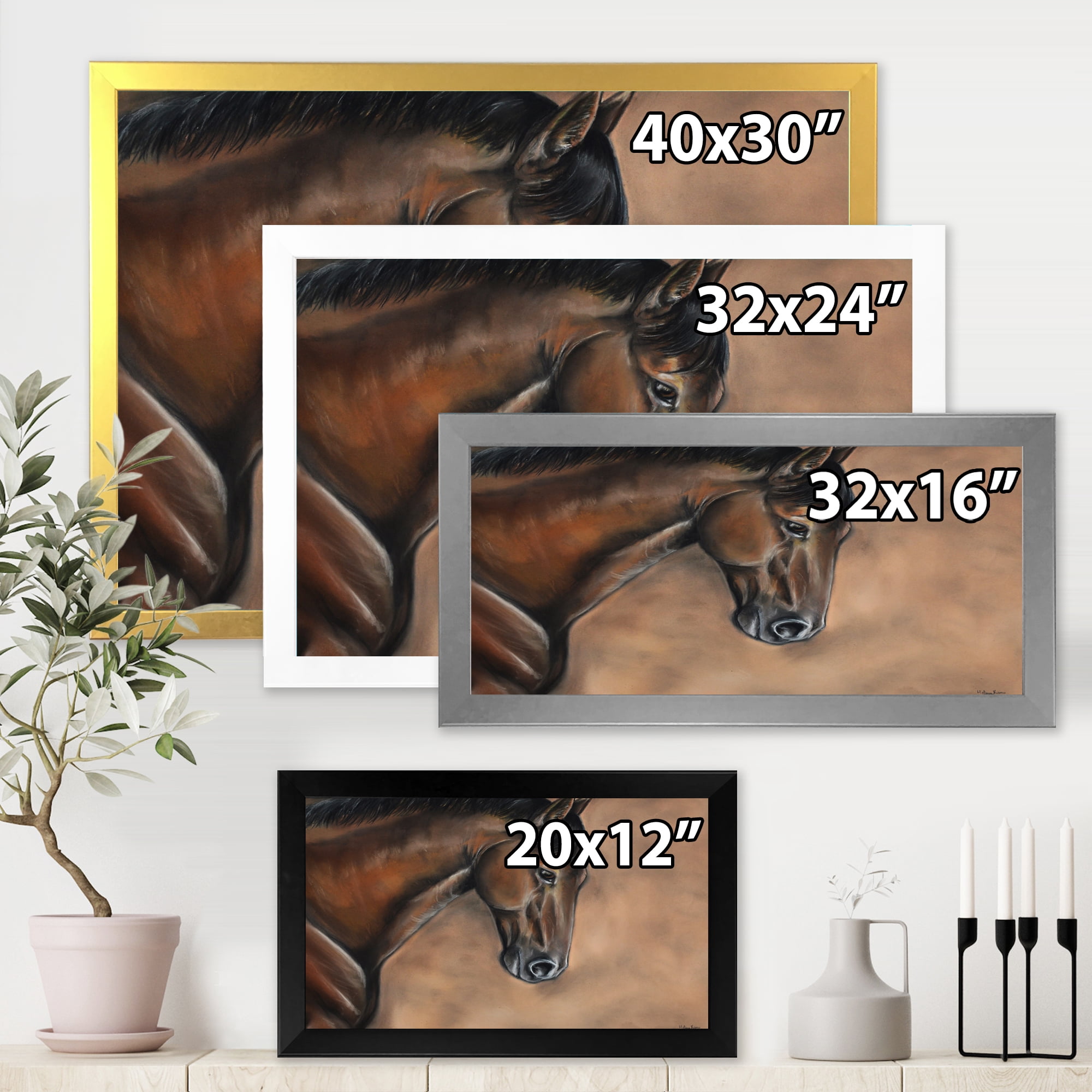 Designart 'Close Up Portrait Of A Brown Bay Horse' Farmhouse Framed Art Print