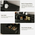 thumbnail image 4 of Veanerwood 4-Doors 3-Drawers Farmhouse Storage Cabinet with Charging Station,Wood Sideboard with 2 Adjustable Shelves for Kitchen Dining Room, Black, 4 of 10