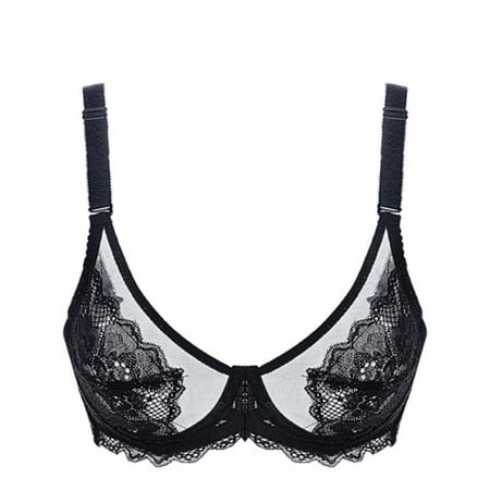 

Women s Lace Underwire Bra Ultra Thin See-through Unlined Unpadded Full Coverage Bralette