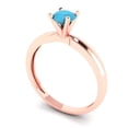 thumbnail image 2 of Clara Pucci 14K Rose Gold Solid Gold Turquoise Solitaire Anniversary Ring for Women - 0.5 cttw Round Cut, 2 of 8