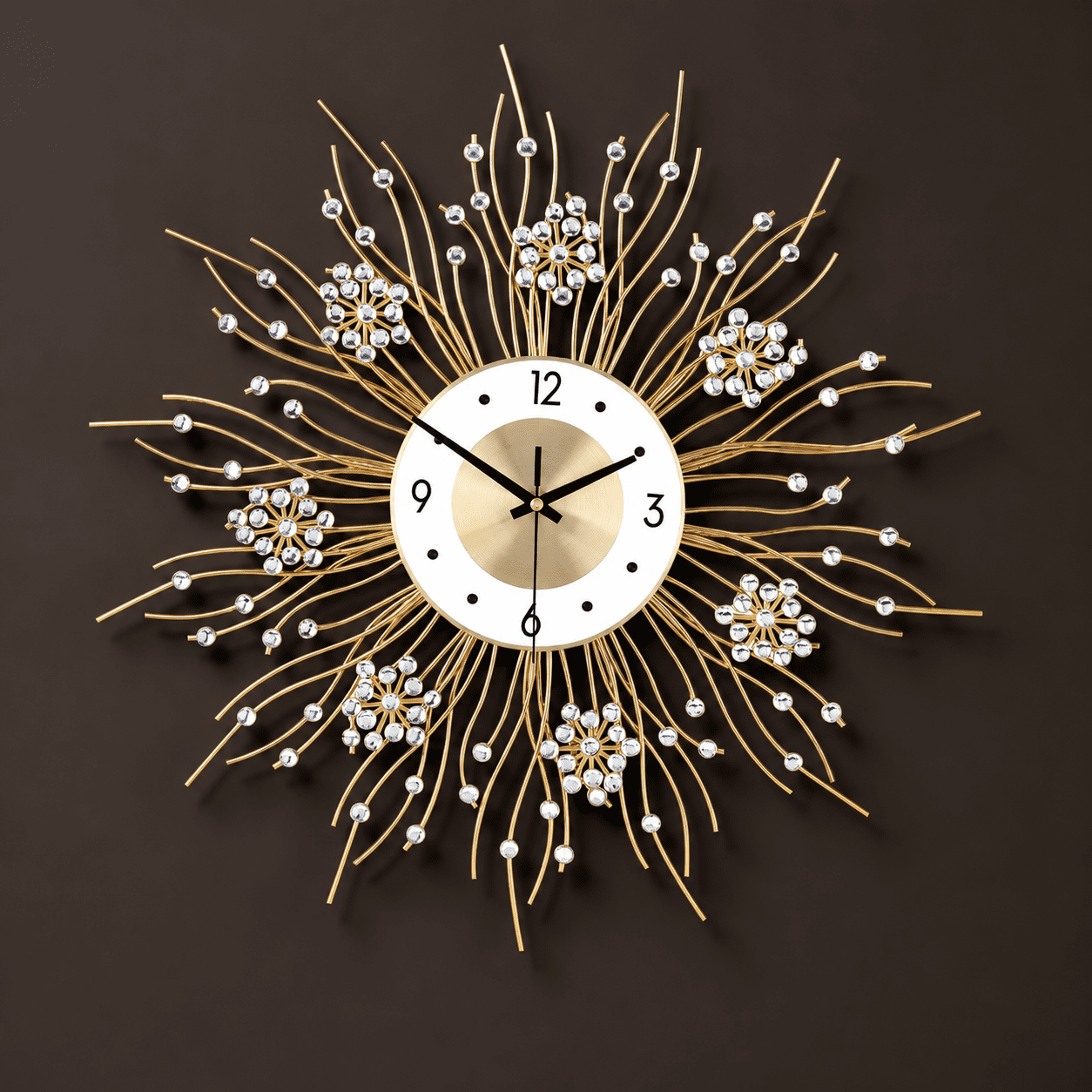 Gold50 20*20Inch Sunflower Shape Iron Metal Decorative Wall Clock for Home Office Cafe