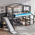thumbnail image 2 of Leumius Twin Size Loft Bed with Storage Stairs, Metal Loft Bed Frame with Built-in Wardrobe,Storage Shelves,USB Ports and LED Lights,Noise-reduced Design,Black, 2 of 10