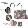 thumbnail image 3 of Mosiso PU Leather Laptop Tote Bag for 15-15.6 inch Notebook,Peony Waterproof Business Work Travel Briefcase with Adjustable PU Handle, Grey, 3 of 6